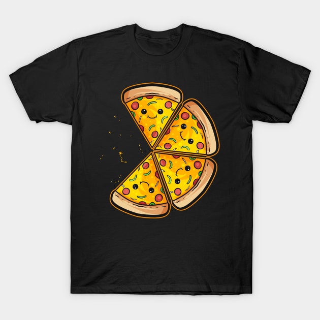 Happy Kawaii Slice I Love Pizza T-Shirt by SinBle